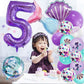 40 Inch Purple Number 5 Balloon,Giant Large Number 5 Balloon,5Th Birthday Mermaid Balloons,Children'S Birthday Party Baby Shower