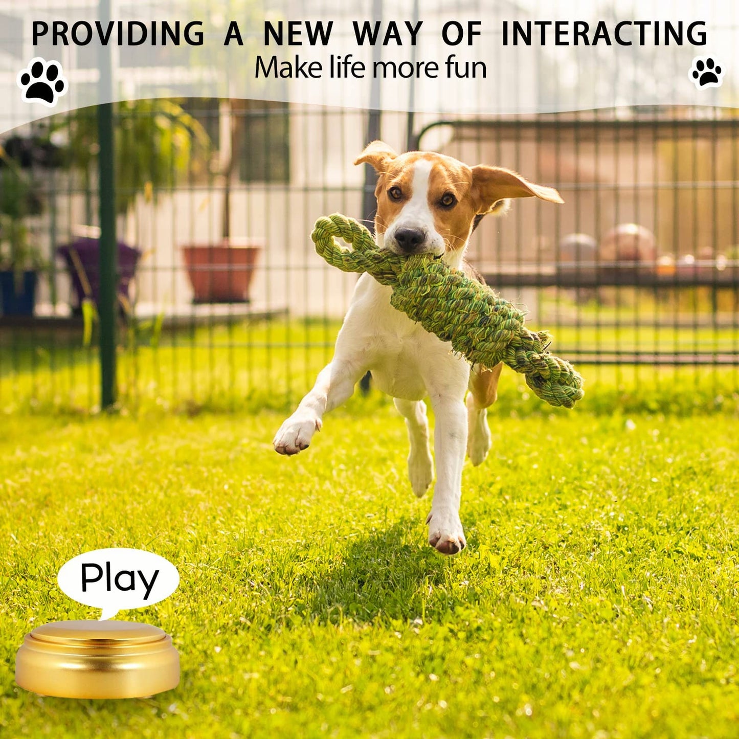 Gnatural Gold Recordable Talking Button for Dogs - 30 Sec Sound Effect Communication Button, Small Dog Training Tool