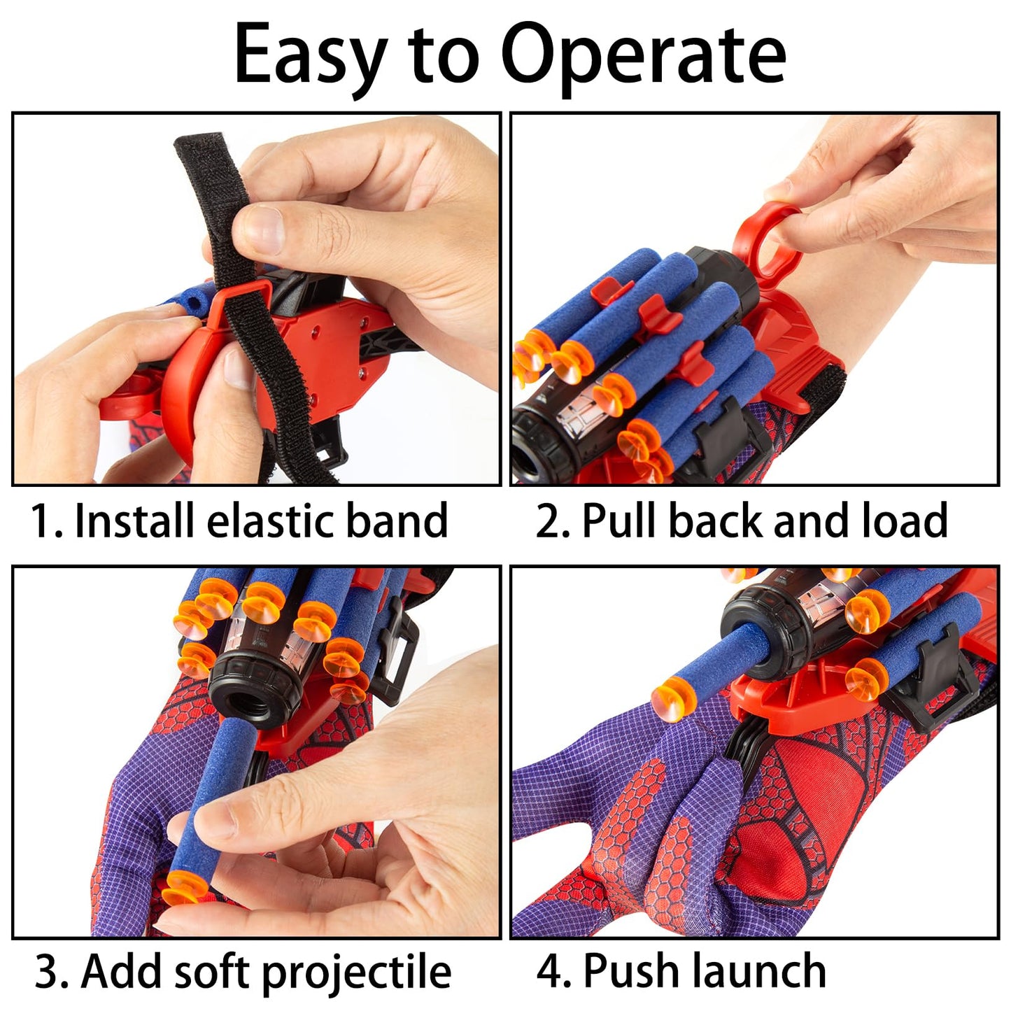 Gokbuy Spider Gloves Man Web Shooter Toy With Wrist, Spider Launcher Gloves Cosplay Toy Set For Kids