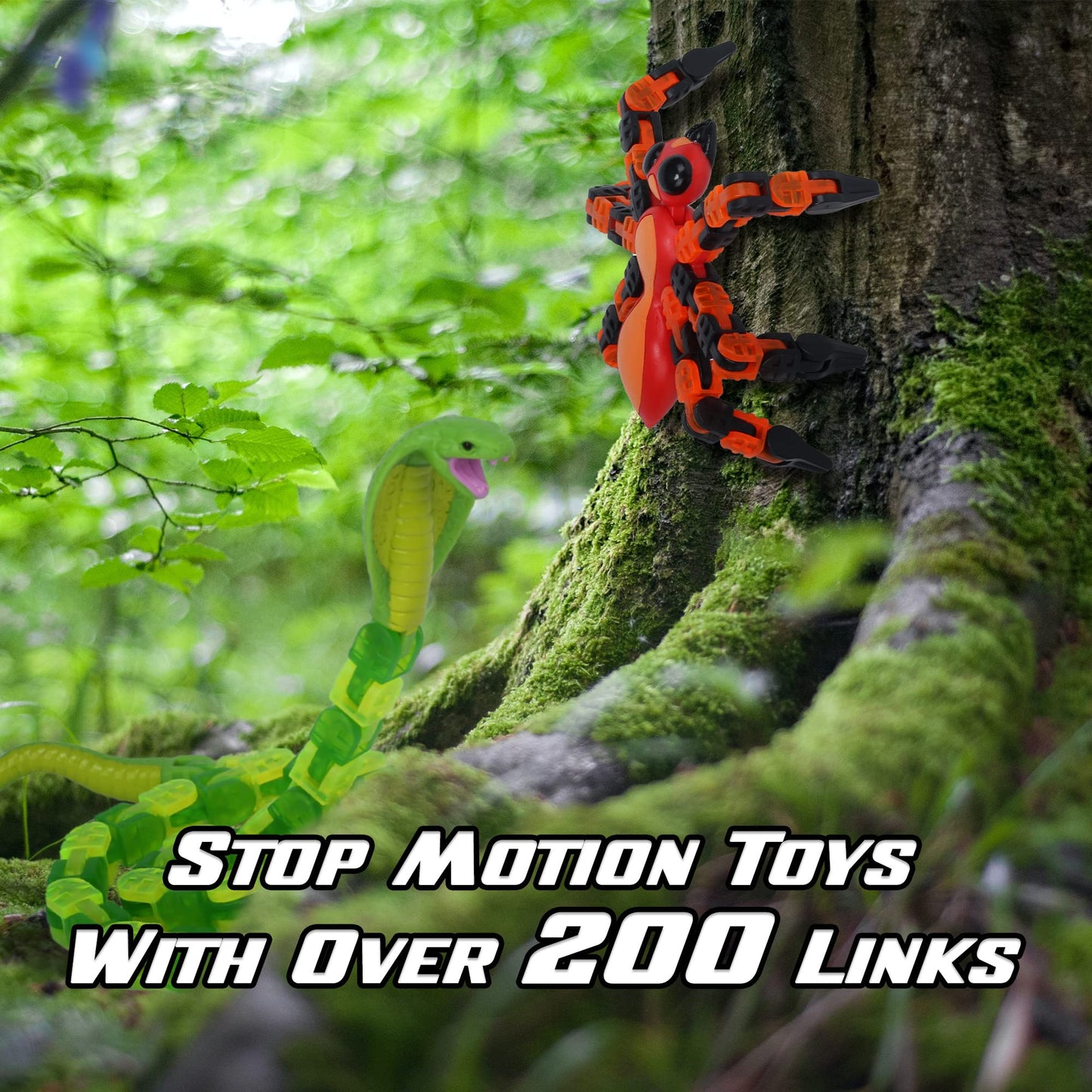 Zing Klixx Creaturez Combo Pack - Create Stop Motion Animation, Snap And Click Fidget Toys For Stress Relief, Great For Kids Ages 4 And Up (Fire Ant + Cobra)