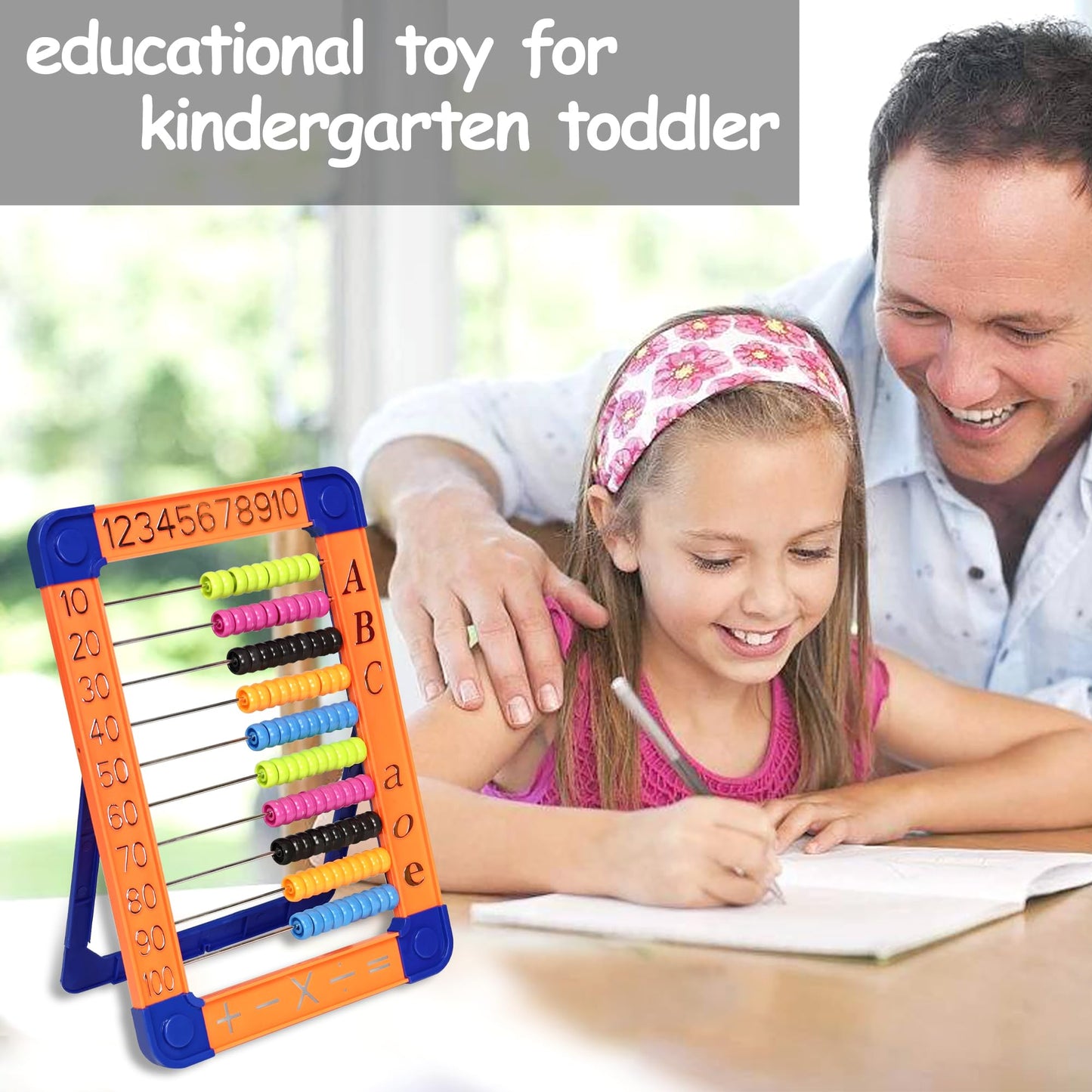 Mickyu Montessori Abacus For Toddlers, Educational Counting Toys With 100 Beads, Learning Resources Preschool Activities