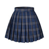 Womens Short Pleated Plaid Costumes Skirt(Blue White Mixed Black,2XL)