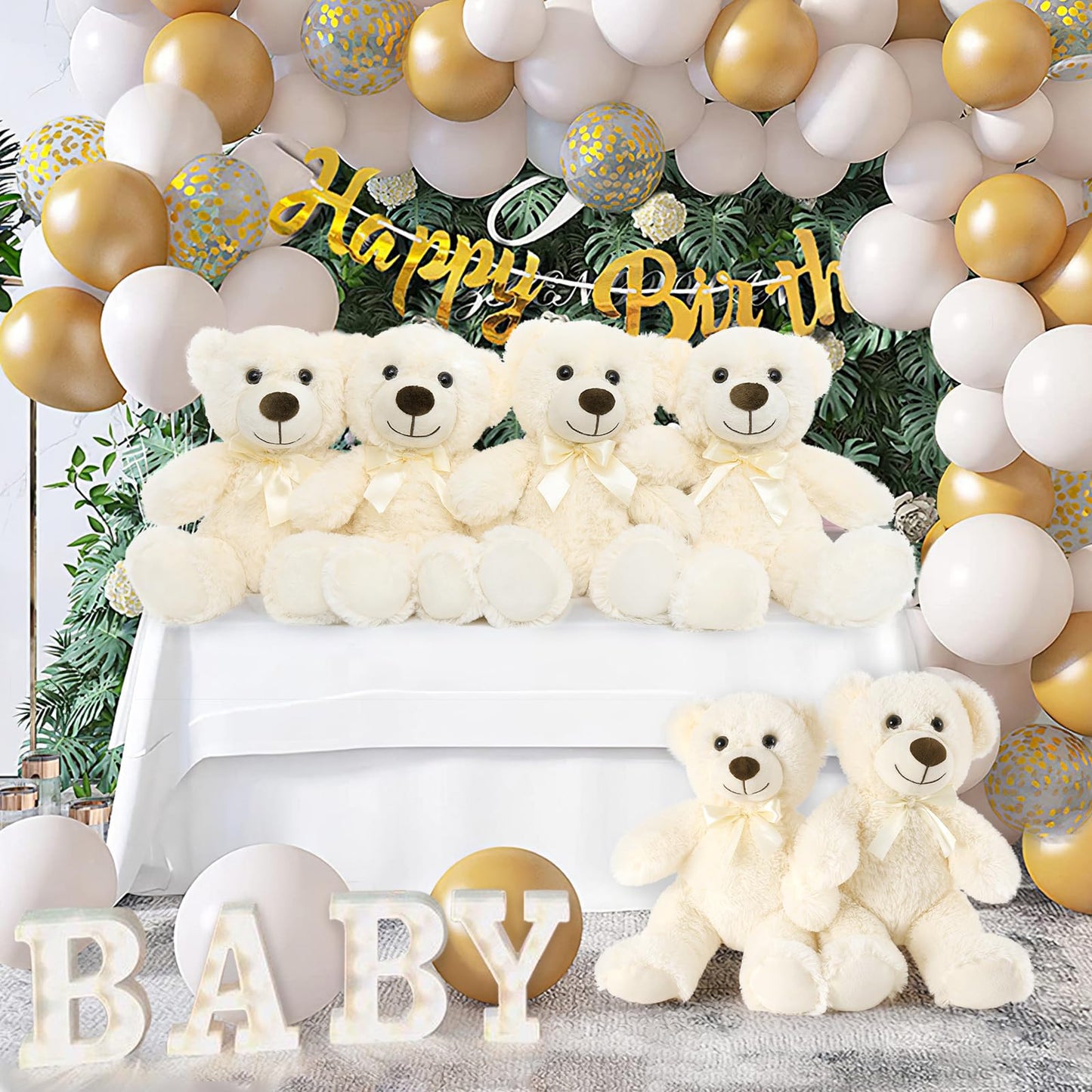 Morismos 6 Pack Teddy Bear Bulk, Soft Bulk Teddy Bear Stuffed Animals 13.5', Small Bear Plush For Baby Shower, Kids, White