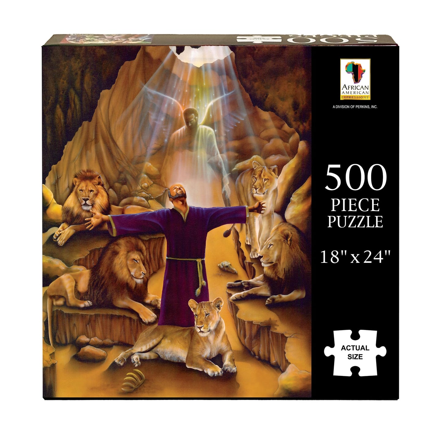 African American Expressions - Daniel In The Lion’S Den Puzzle – 500-Piece African American Biblical Jigsaw Puzzle For Adults | Inspirational Christian Puzzle With Stunning Artwork