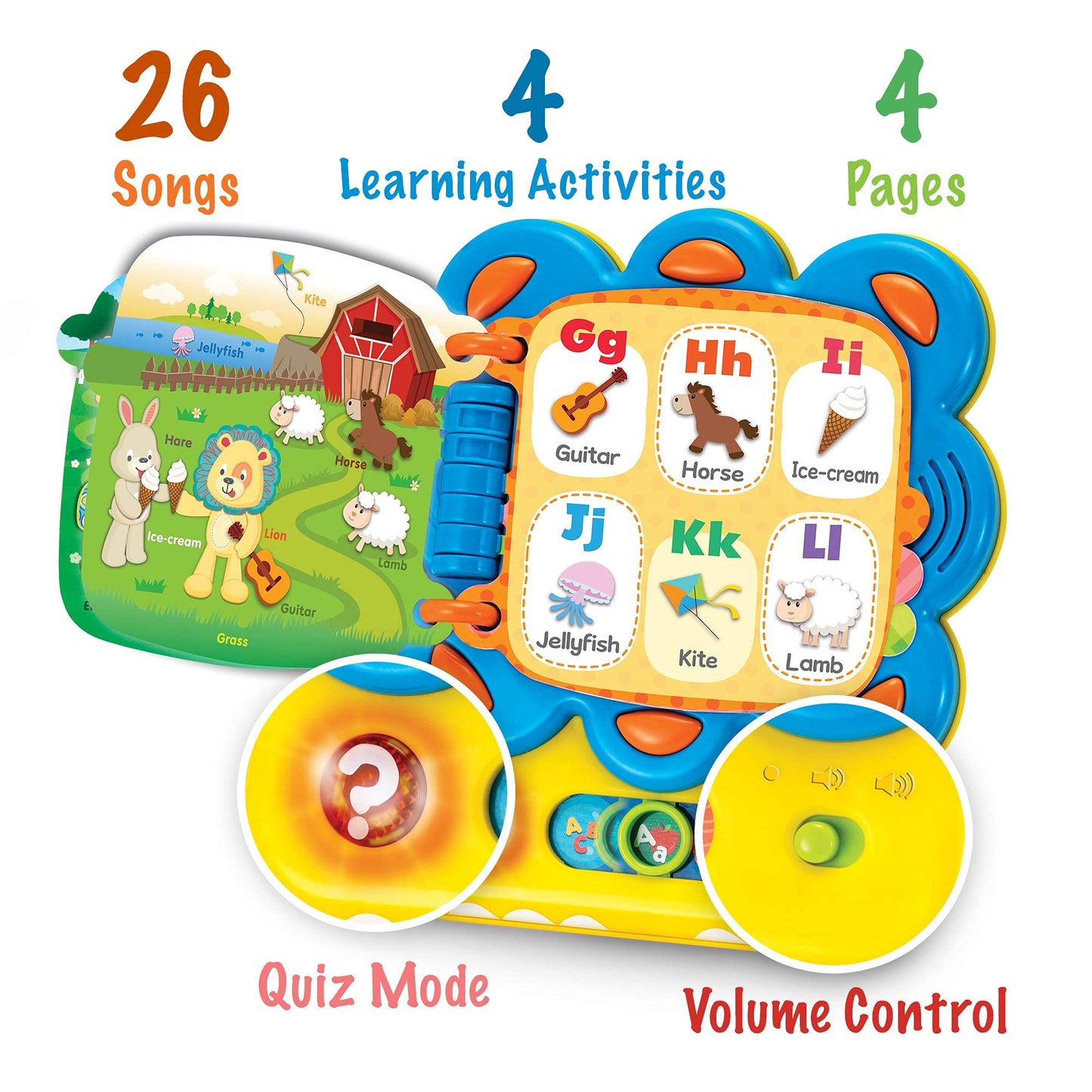 Words And Abc Learning For Toddlers 1-3 Years Old With Chapa The Lion Alphabet Book - Interactive Sound Book With Melodies, Fun Sounds & Light For Early Education And Development