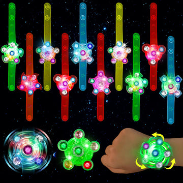 LovesTown 32PCS LED Light up Fidget Spinner Bracelets, 6 Styles Light up Party Favors Bulk Glow in the Dark Party Supplies for K