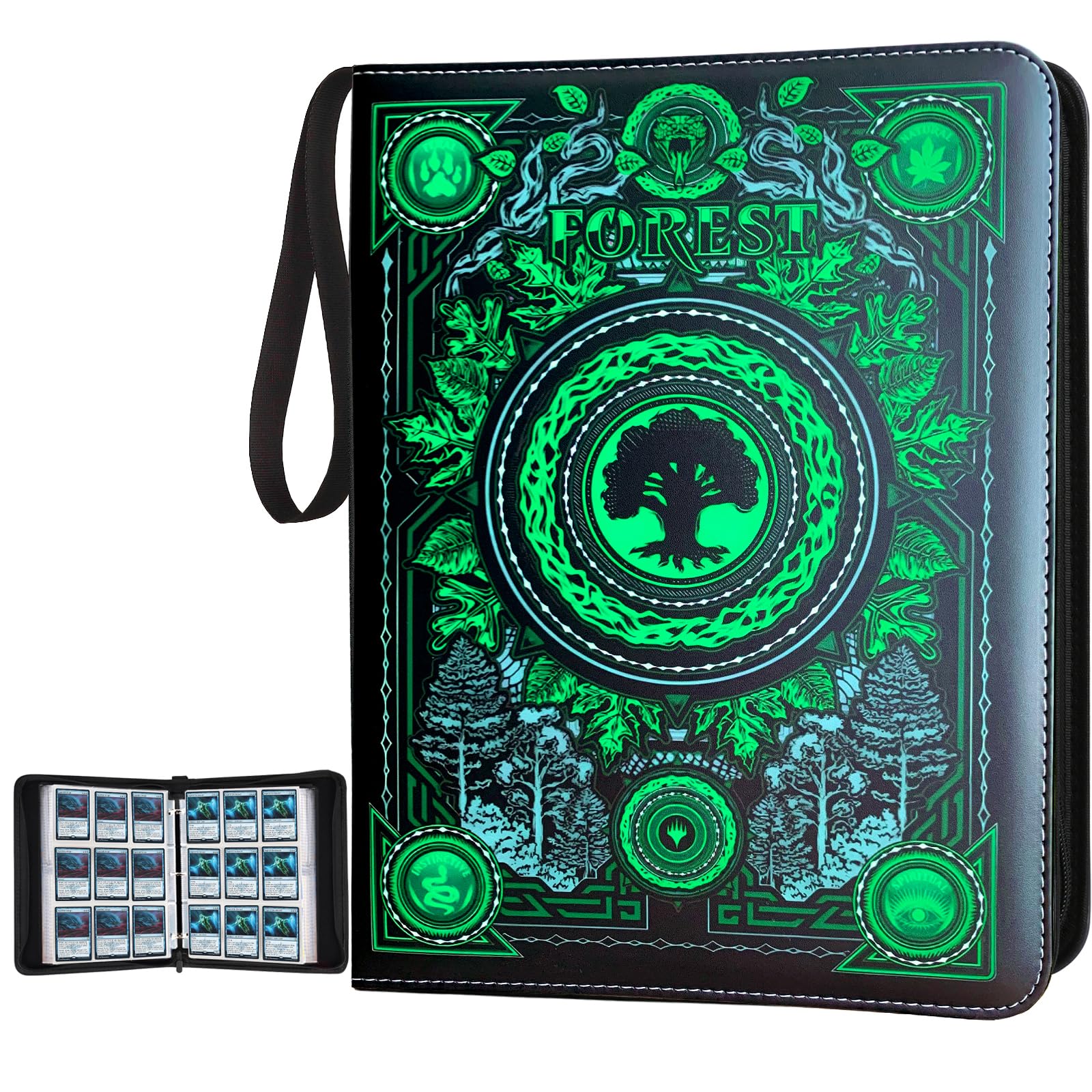 MTGPRO Trading Card Binder 9 Pocket Card Binder with Sleeves 720 Double Sided Pocket enhanced Collector Card Album Card Collection Folder for MTG TCG Yugioh Game Cards (Green)