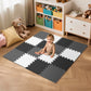 16 Tiles Baby Play Mat for Floor  EVA Foam Baby Floor Play Mat with 0.6 Inch Thick Interlocking Foam Tiles  Foam Floor Tiles for Baby  Toddlers and Kids (Gray-White- Black  16PCS)