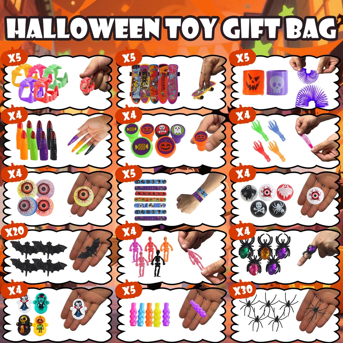 600Pcs Halloween Party Favors for Kids, Halloween Toys Bulk Fidgets for Party Supplies, Halloween Treats Non Candy, Goodie Bag S