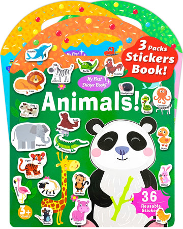 Walenced Jelly Reusable Sticker Book For Toddlers 2-4 Years, 3 Sets Stickers For Kids, Toddler Sticker Book Ages 1-3, 104 Pcs To
