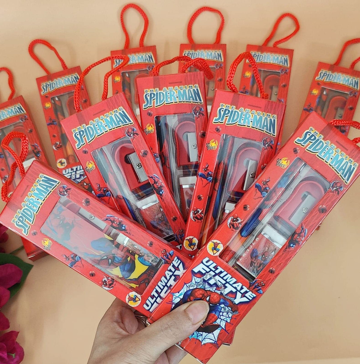 Tera 13 Stationery Gifts (10 Pcs) Stationary Set Kit For Boys Cartoon Theme Pencil Eraser Sharpener For Kids Birthday Gifts For 