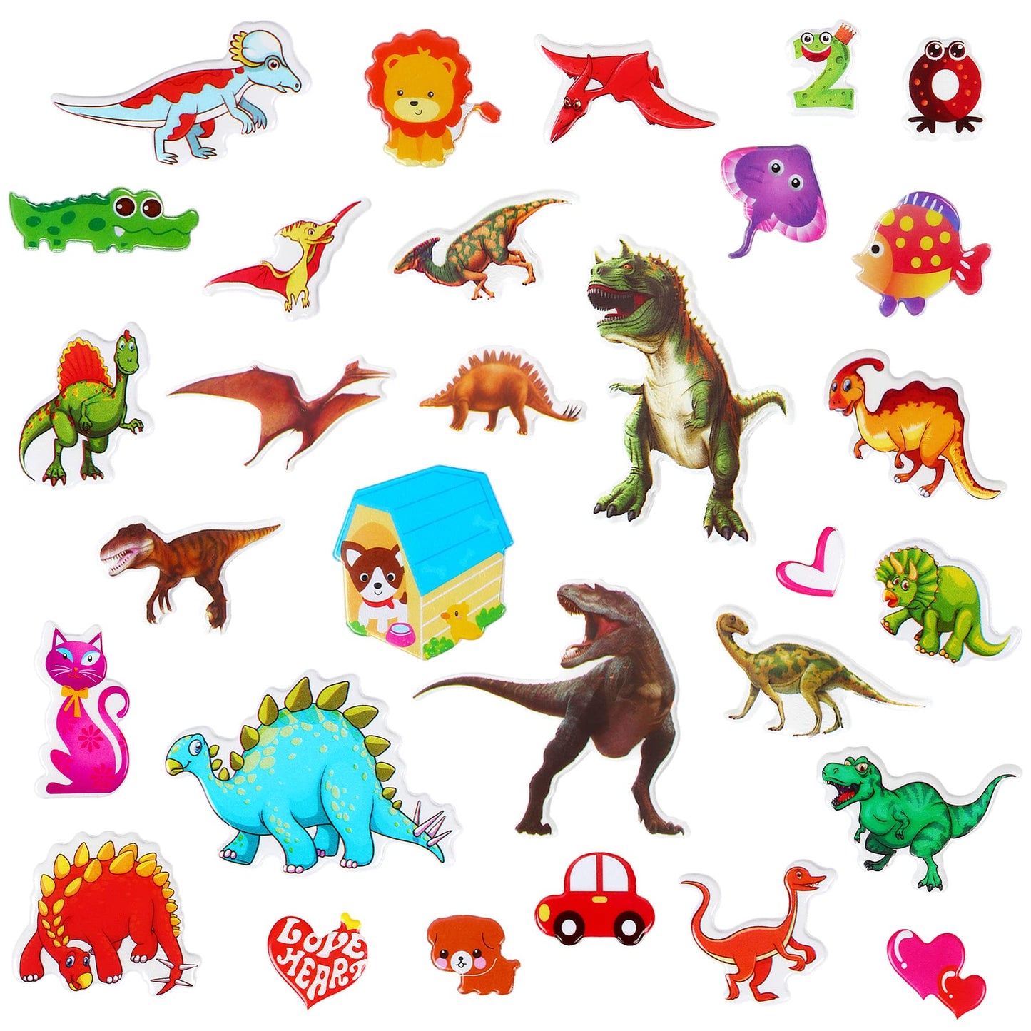 Upins 14 Diffrent Sheets (200+Count) Kids Dinosaur 3D Puffy Stickers, Animal Insect Stickers, Craft Scrapbooking For Children