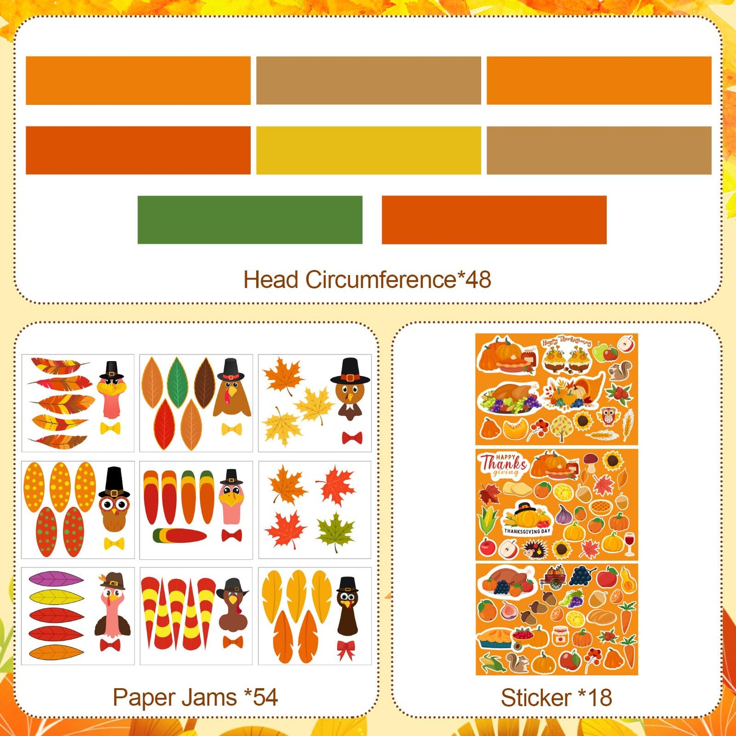 Shyyween 48 Sets Thanksgiving Turkey Craft Kits Fall Thanksgiving Headbands Ornaments Decorations Art Sets DIY Autumn Make a Tur
