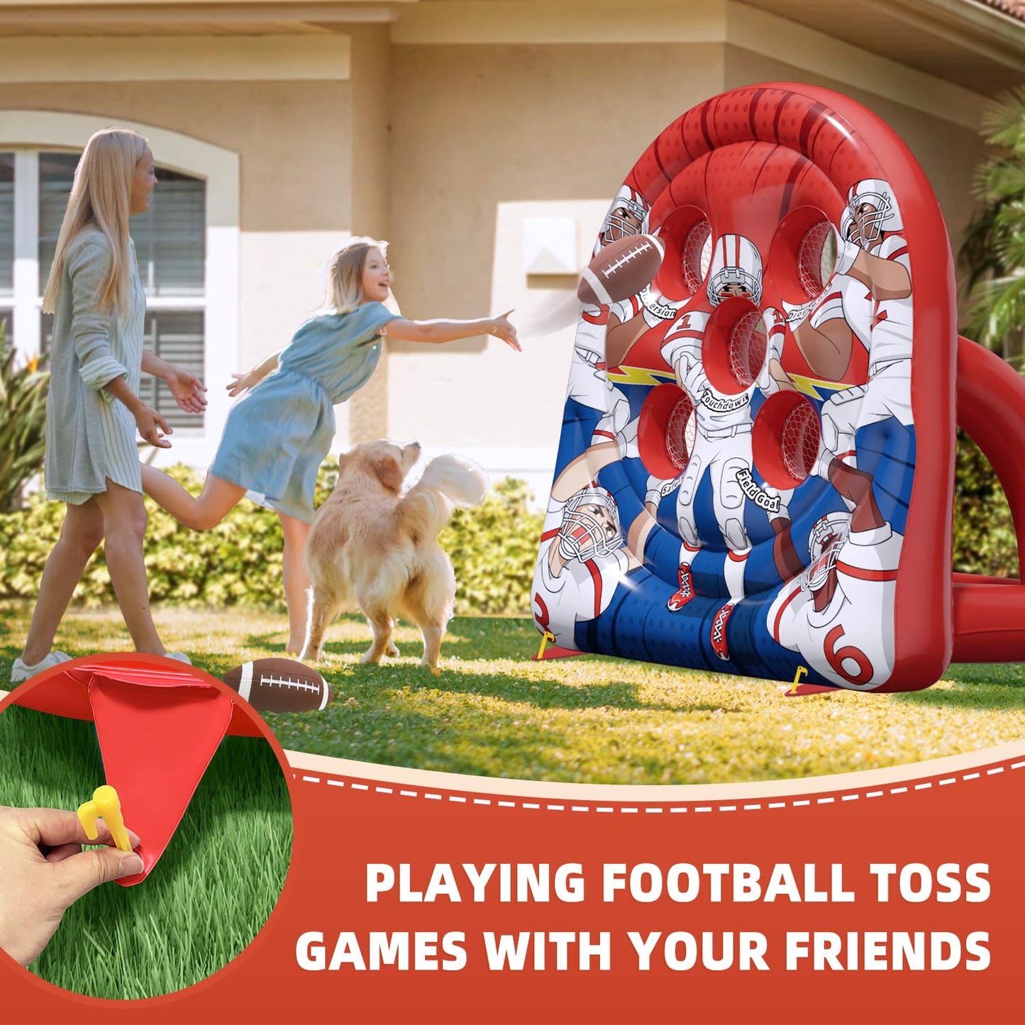 Football Target Toss Game - Inflatable Football tossing Target Toy for Kids Carnival Games Party