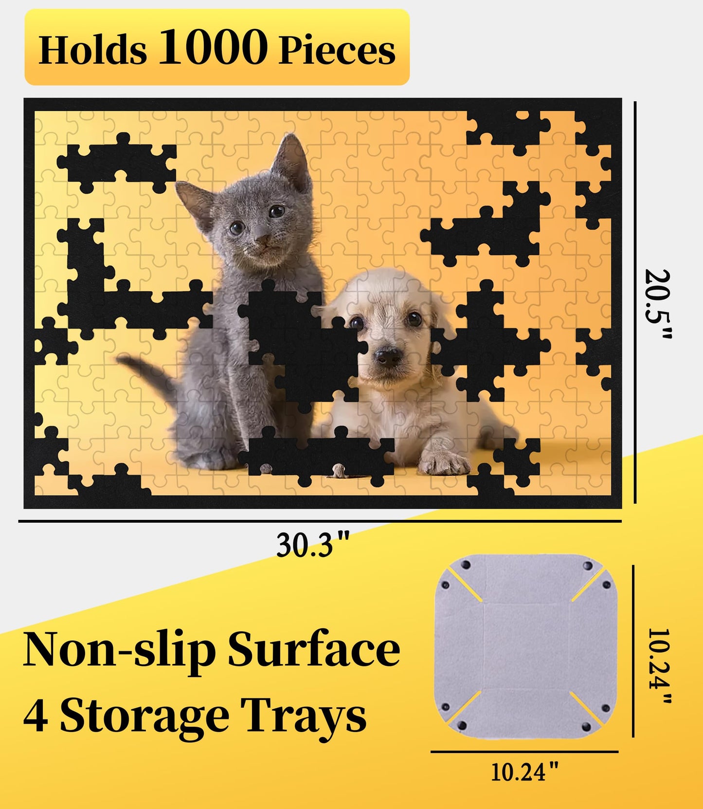 Jigsaw Puzzle Board 1000 500 Piece, 4 Storage Tray Portable Sorting Table Mat Holder For Adults Large Puzzles Accessories Organi