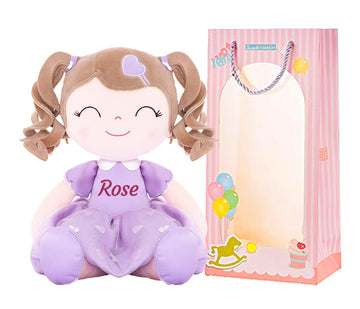 Gloveleya Personalized Curly Doll With Your Name - Cute Custom Light Purple Soft Plush Doll For Girls Plush Doll Customized Gifts
