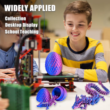 Locyfens 3D Printed Dragon Eggs With Dragon Inside, Articulated 3D Dragon Toys With 3D Dragon Eggs, Crystal Dragon Red Blue