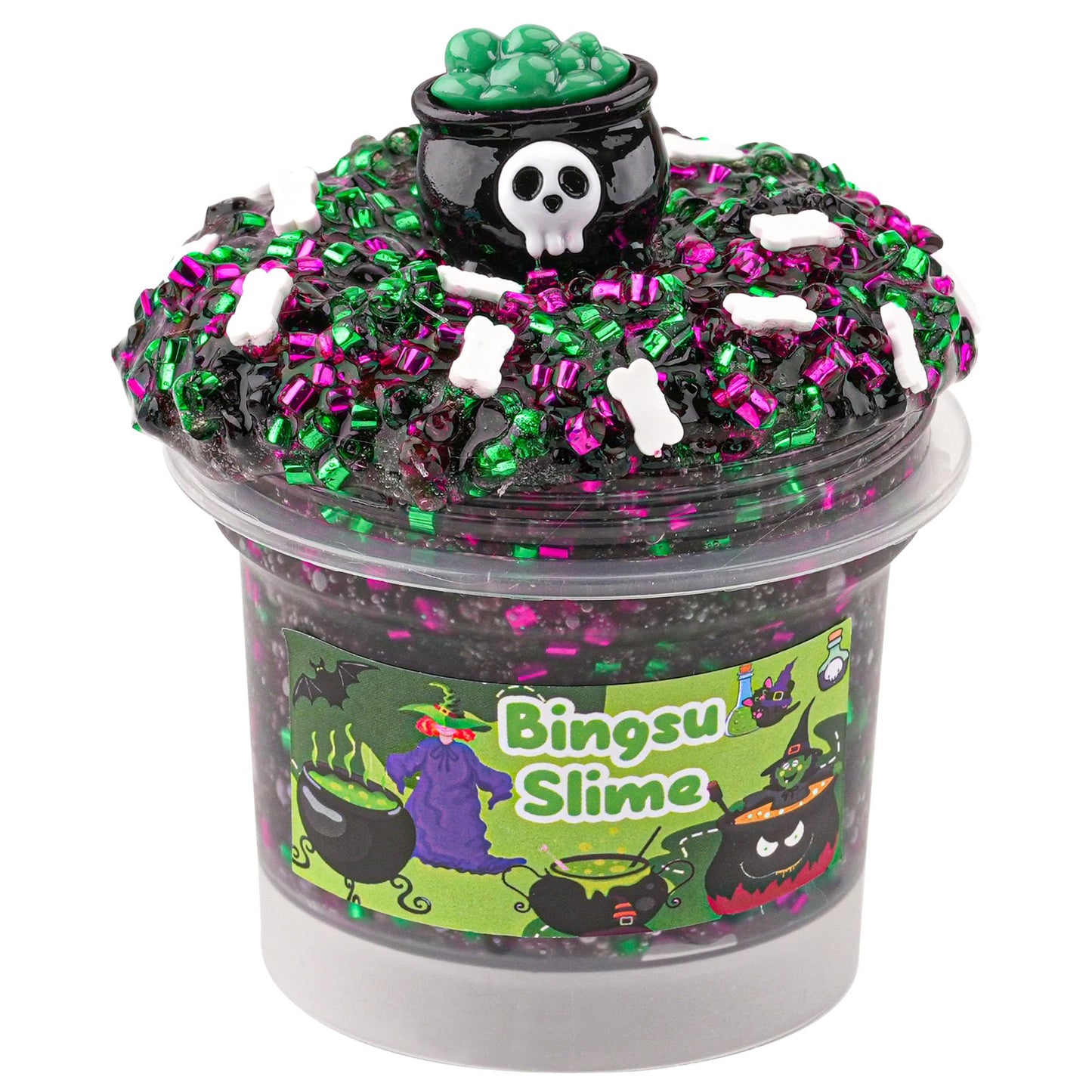 Green Purple Black Bingsu Slime, Non-Sticky Glimmer Crunchy Slime, Slime Party Favors For Kids, Slime Sensory Toys For Birthday
