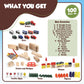Play Build Wooden Train Set, Complete Toddler Train Set, Interactive Play & Learn Set, Creative Wooden Train Track Design, Premium Quality, Ages 3+ (100 Piece Set)