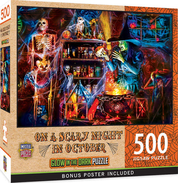 Baby Fanatics MasterPieces 500 Piece Glow in The Dark Halloween Jigsaw Puzzle - A Dark Brew - 15x21