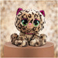 P.Lushes Designer Fashion Pets Sadie Spotson Leopard Cat Plush, Premium Stuffed Animal, Black And Pink, 9