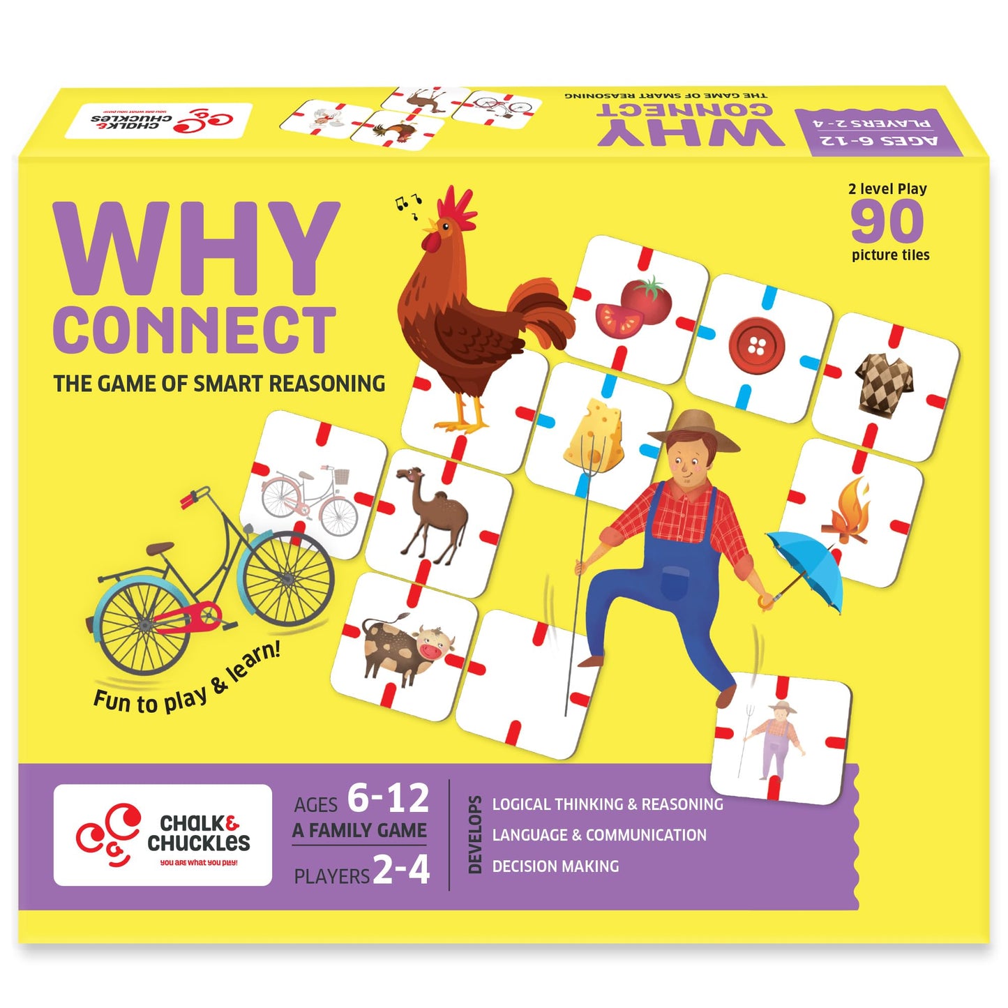 Chalk and Chuckles Why Connect- Logic & Language Game for Kids 6+, Families & Therapists | Critical Thinking, Picture Associatio