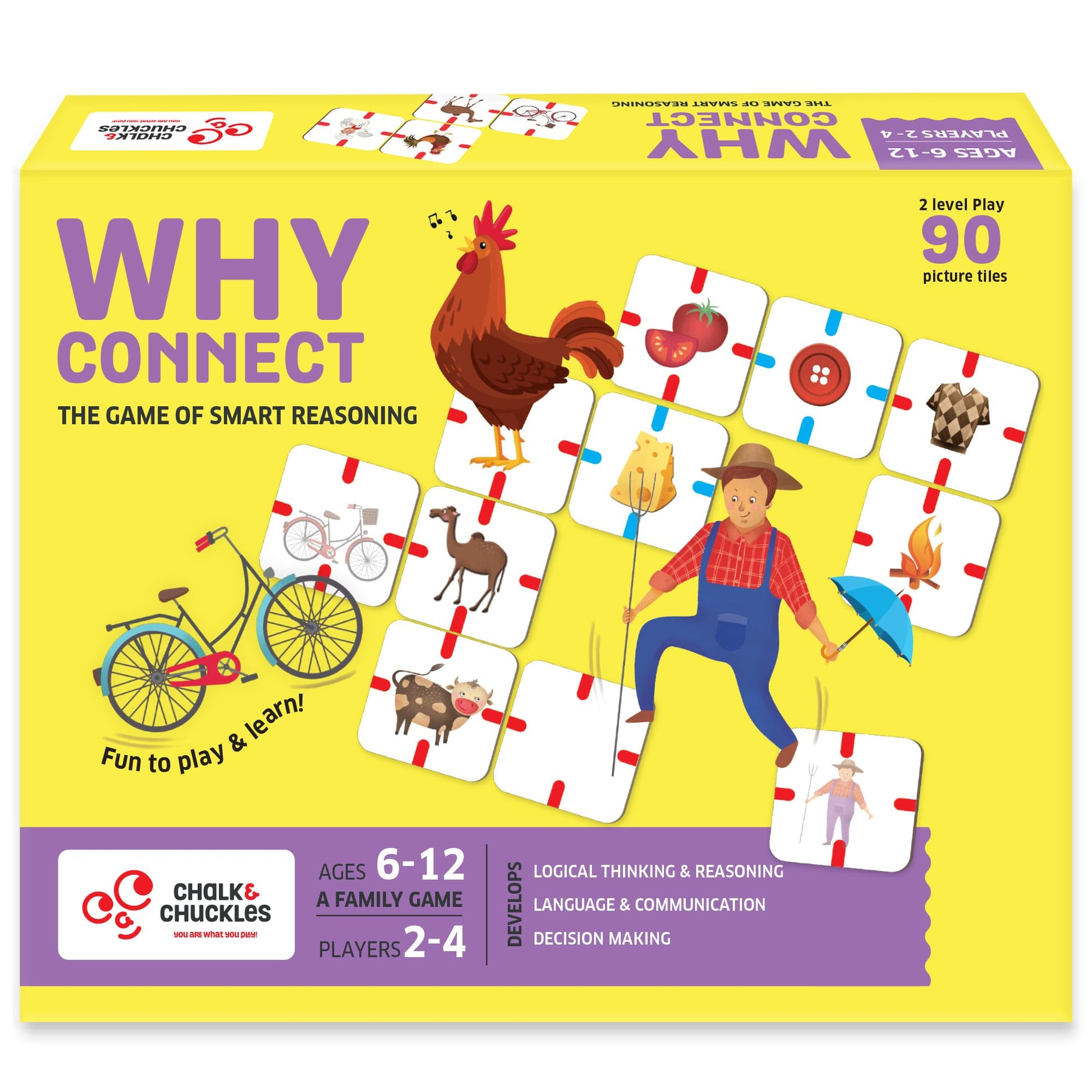Chalk and Chuckles Why Connect- Logic & Language Game for Kids 6+, Families & Therapists | Critical Thinking, Picture Associatio