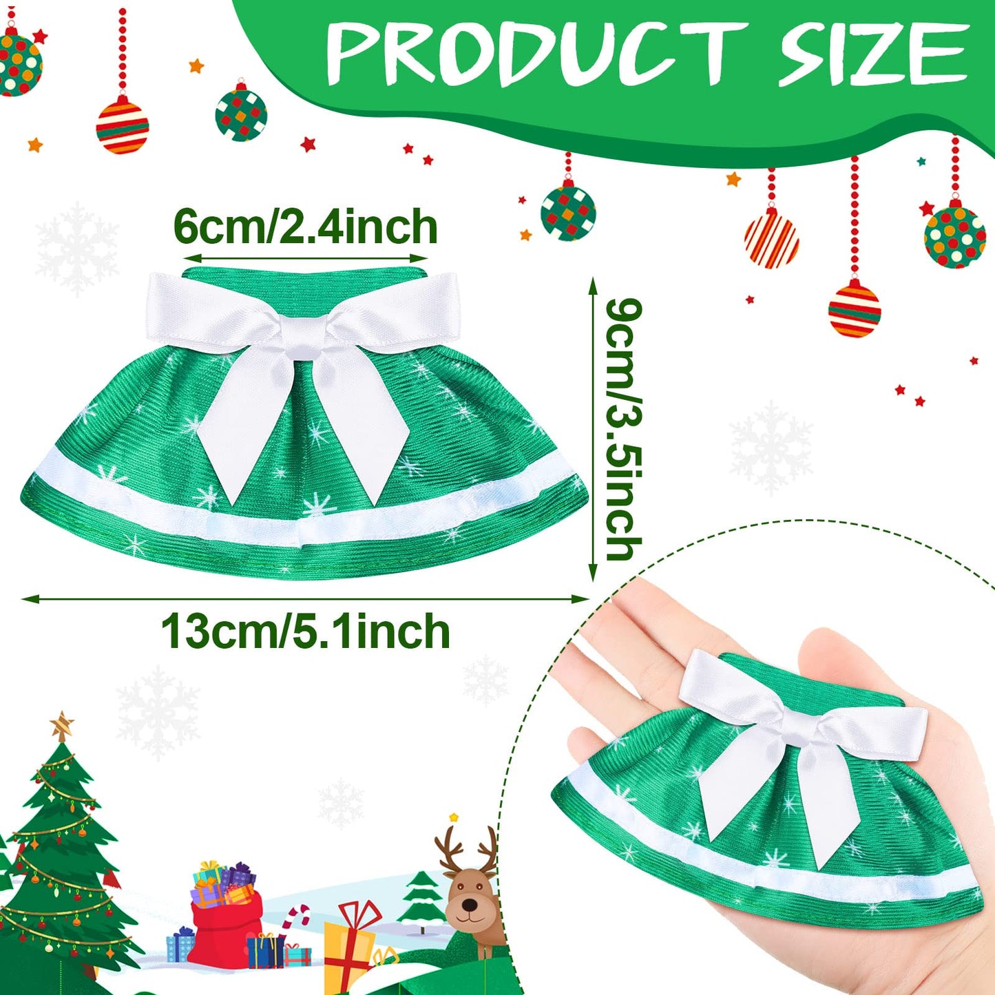 6 Pieces Santa Clothing Elf Dance Skirt Set Christmas Elf Skirts For Christmas Doll Holiday Decorations (Not Include Doll)(Cute Style)