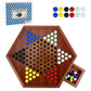 Offelec Wooden Chinese Checkers Set with Storage Drawer  13 inches Upgraded Version Game Board  60+12 Glass Marbles in 6 Colors  Classic Strategy Games for mature-themeds and Kids  Fun for Family Gathering