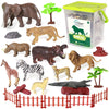 Biwase Safari Zoo Animals Figures Toys For Kids 3-5,Realistic Animal Figurines Playset With Fence For Toddlers, 22 Pcs African W