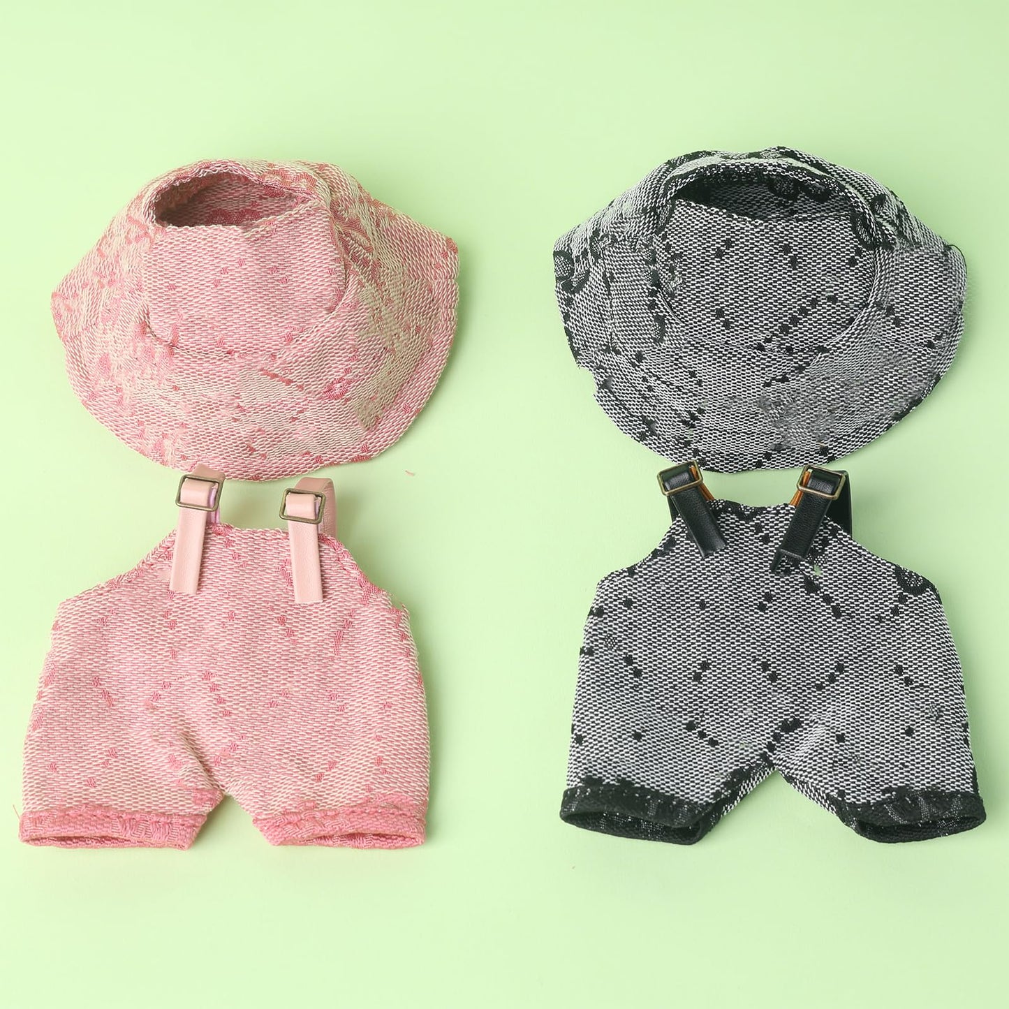 17cm Clothes Set(NO Doll)  Cute Hat & Unique Design Overalls Dress-up Set  Handmade Clothing Designed for 17cm Doll.(Overalls (Red and White Patterns))