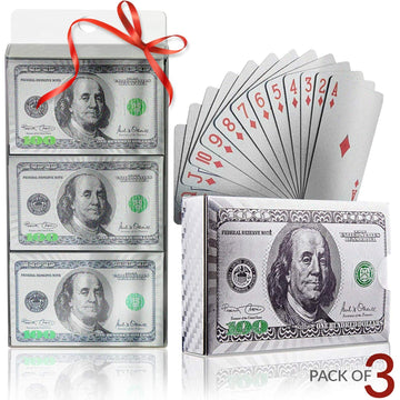Magic Kiss Waterproof Gold And Silver Foil Poker Playing Cards, Deck Of Plastic Playing Cards Gift (Silver 3 Decks)