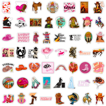 Dothrayan 100 Pcs Cowgirl Stickers, Pink Cowgirl Hat Western Girls Boots Sticker Pack For Water Bottles Laptops, Cowgirl Decal G