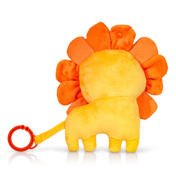 Funstuff Roary The Lion Sensory Toy Stuffed Animal With Crinkle Sound, Textured Tags, And Teether Ring For Babies & Toddlers (Ag