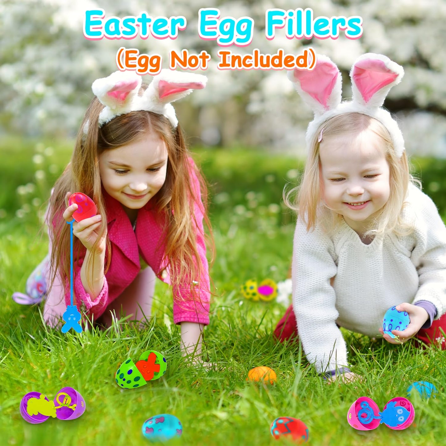 100 Pack Bulk Easter Classroom Gifts Non Candy Goodie Bags Pinata Easter Eggs Basket Stuffers Fillers for Kids, Easter Sticky Ha