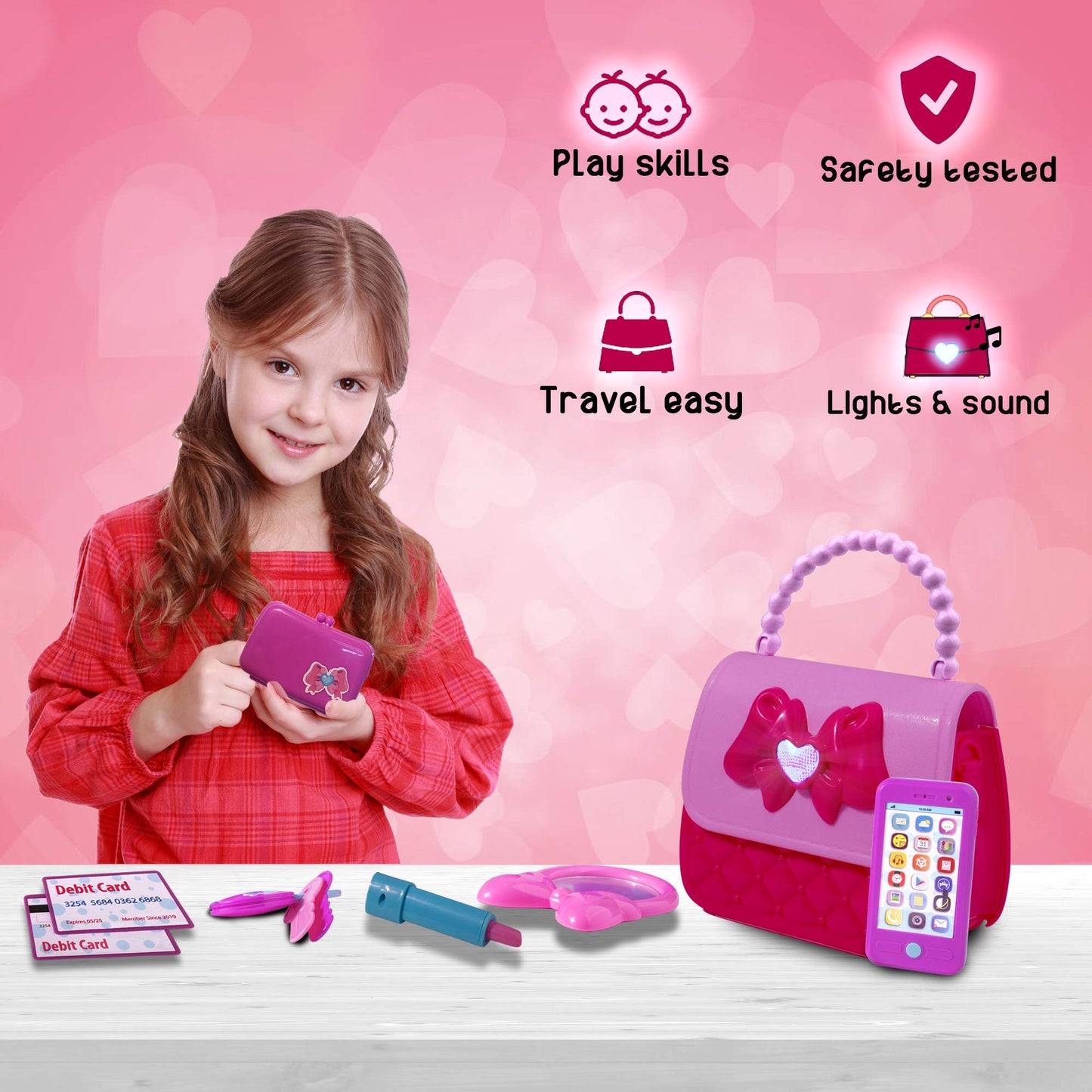 Playkidz Princess My First Purse Set - 8 Pieces Kids Play Purse And Accessories, Pretend Play Toy Set With Cool Girl Accessories