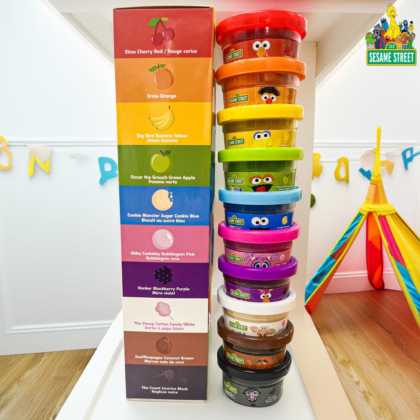 Sesame Street 10-Pack Dough | Sesame Street Mold & Create Dough | Elmo, Cookie Monster, Big Bird & More | 1oz Can | Multi-color