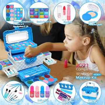 Kids Makeup Kit Girls Toys - Toys for Girls, Washable Make Up for Girls Princess, Non ToxicToddlers Pretend Cosmetic Kits,Age3-1