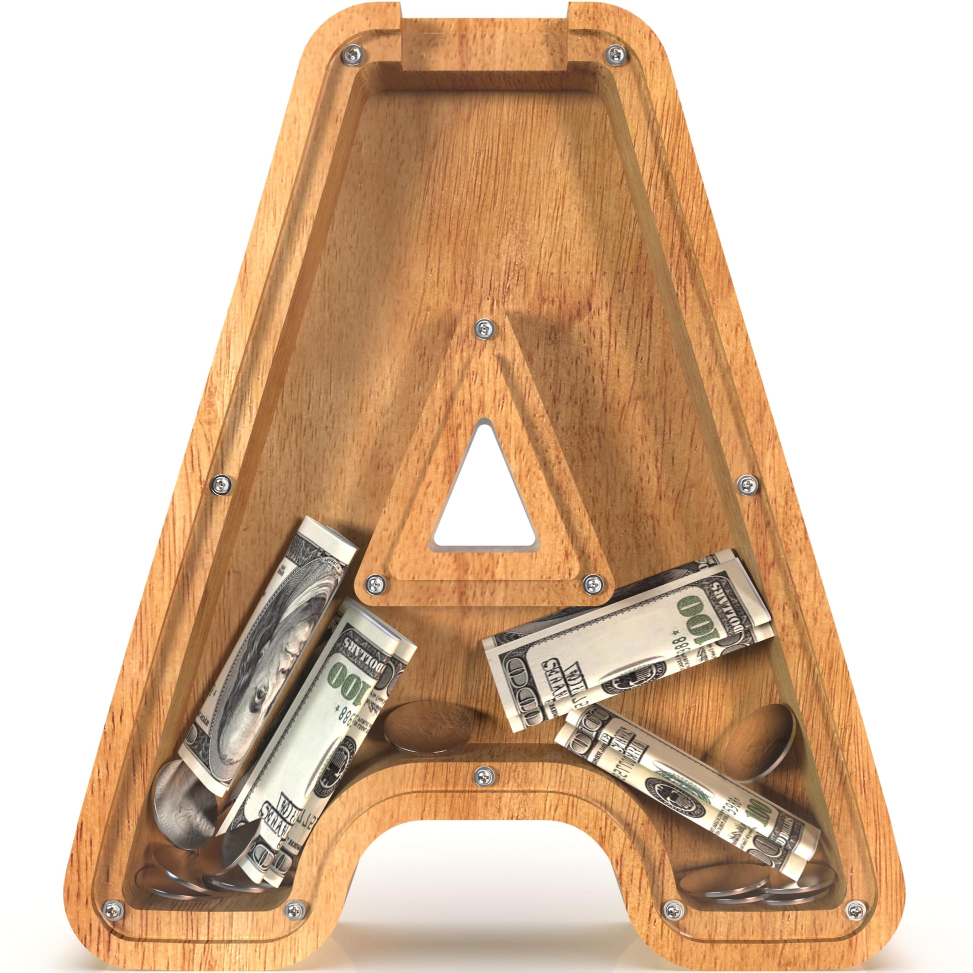 Sulevalt 12  Extra Large Wooden Letter Piggy Banks - Piggy Banks for Boys Girls Kids  Alphabet Money Banks with Initial A - Coin Banknote Bank Birthday/Christmas for Kids