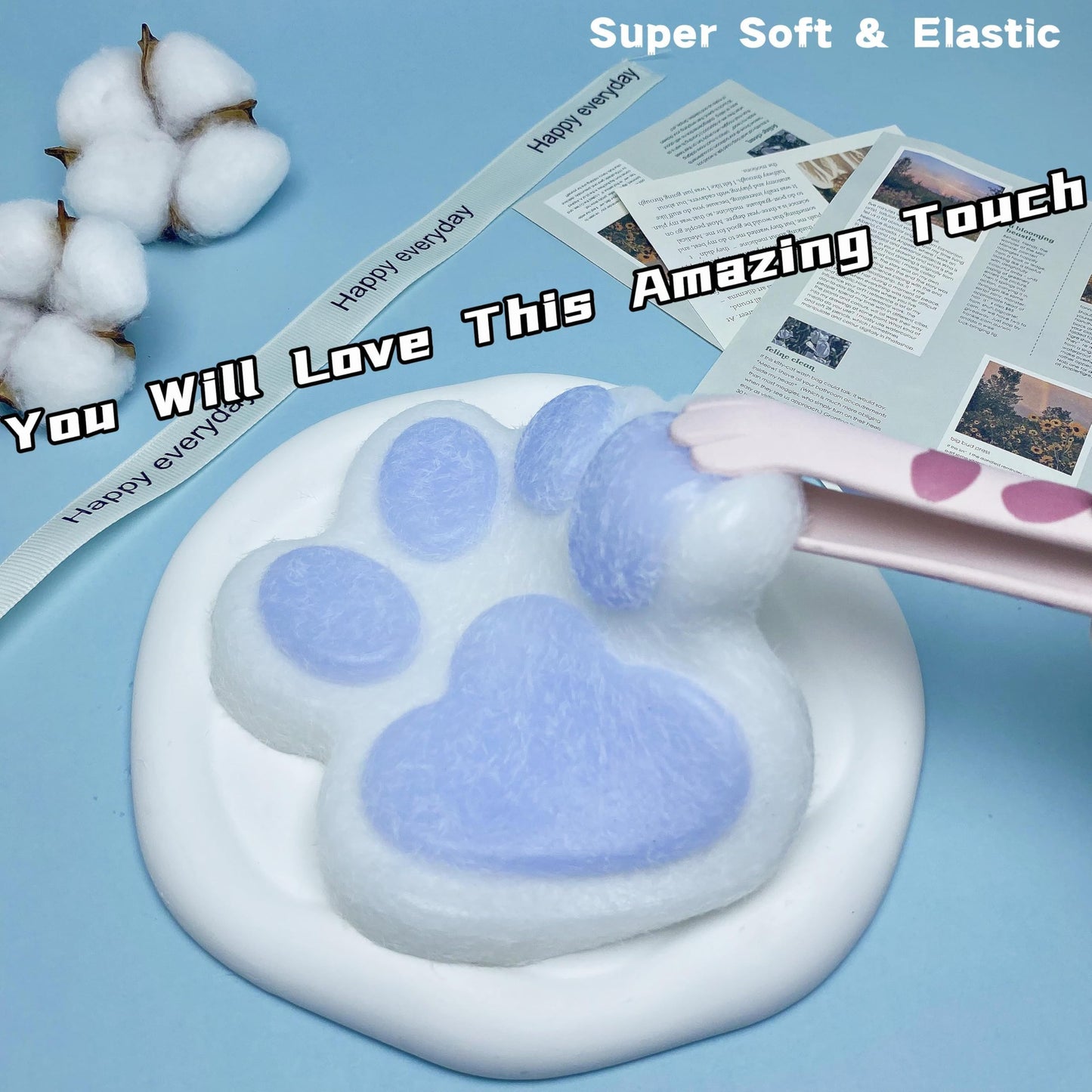 Cat Paw Squishy Big Fufu Squishies Giant Cat Paw Toy 5.5 Inch Large Paw Print Squishy Squeeze Toys Tangcii Pinch Family Silicone