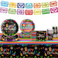 Mexican Fiesta Party Supplies Tableware Set Mexican Cinco De Mayo Themed Tableware with Paper Plates Napkins Cups Tablecloth Ban