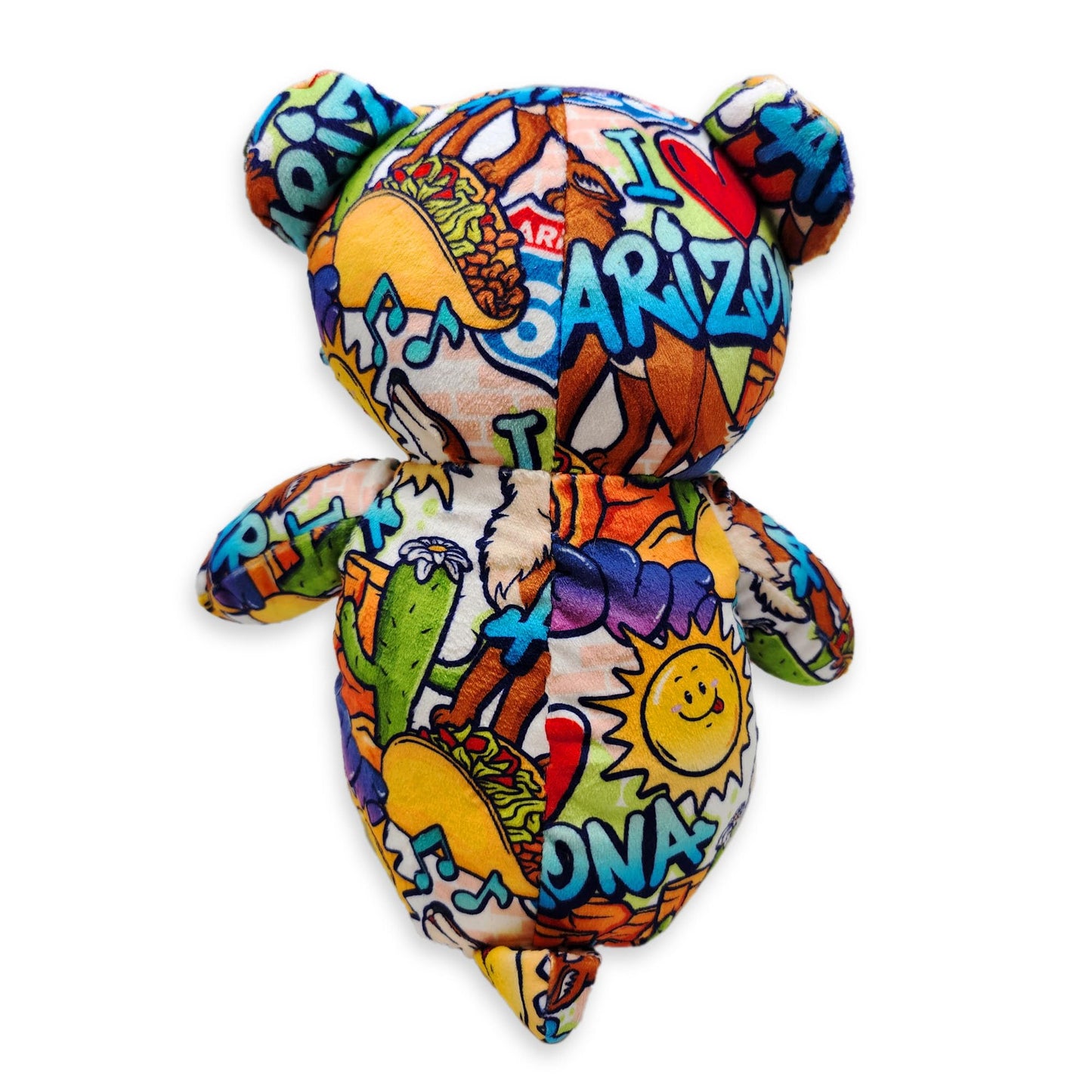 PLUSHOLOGY I Love Arizona Graffiti Teddy Bear Eco Friendly Stuffed Animal; Cuddly Soft Velboa Plush Animal for Kids 3 Years Old to mature-themeds; Child-Safe Embroidered Face Details (10 Tall When Seated)