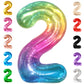 KatchOn, Giant Jelly Number 2 Balloon - 40 Inch | Rainbow 2 Balloon Number, 2nd Birthday Decorations for Girl | Two Number Ballo