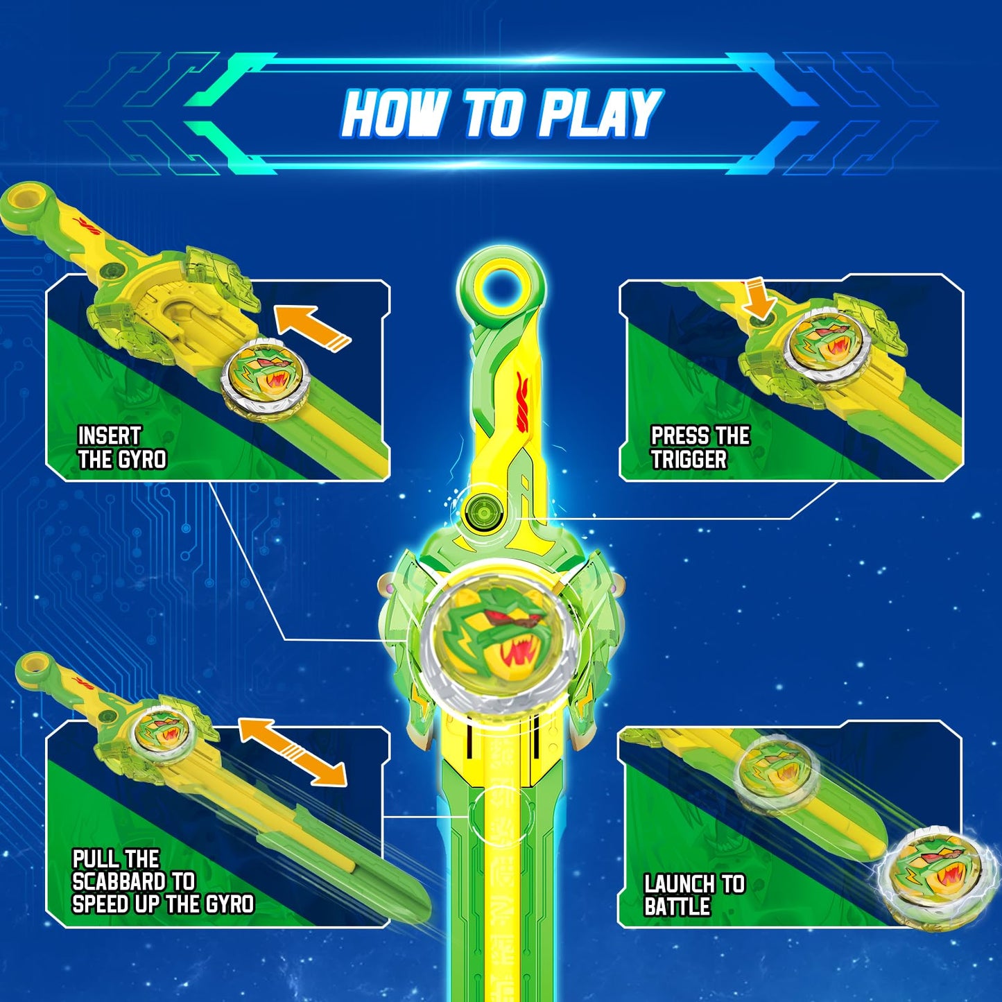 Infinity Nado Battling Toys Set - Spinning Top & Sword Launcher, Green, 15.4 in, Model 654116, Perfect for Kids 5-12 Years Old