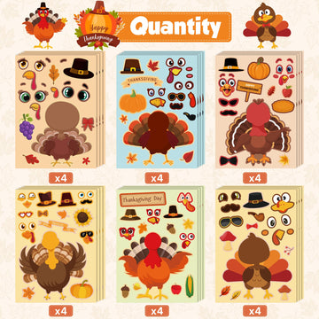 Ohome Thanksgiving Stickers - Thanksgiving Crafts For Kids - Diy Turkey Stickers,Kids Thanksgiving Games Gifts Activities Party