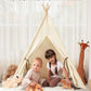 Besrey Kids Tent, Teepee Play Tent With Lights And Padded Mat, Portable Cotton Tipi For Indoor Reading And Playtime