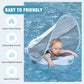 Mambobaby Baby Pool Float with Removable Sun Canopy - Non Inflatable Infant Swim Float with Anti-Flip Tail Design, Waterproof &