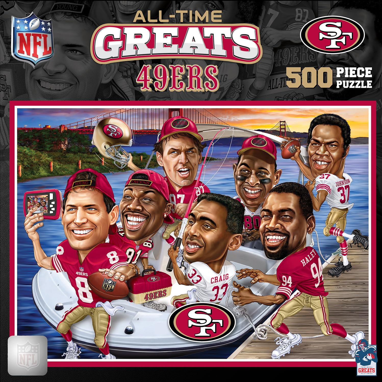 MasterPieces 500 Piece Sports Jigsaw Puzzle for Adults - NFL San Francisco 49ers All-Time Greats - 15x21
