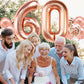 KatchOn Big Rose Gold Number 60 Balloon - 40 Inch Mylar Foil for Birthday & Anniversary Decorations, Confetti Included