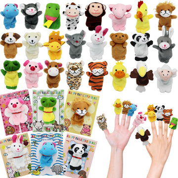 Vealizuu 24 Packs Valentine'S Day Plush Animal Finger Puppet Toys Sets, Valentines Day Cards Gifts For Kids Valentines School Cl